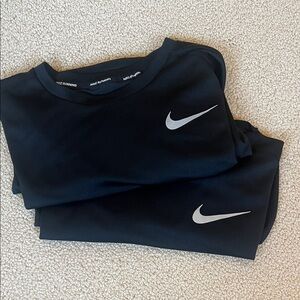 2 Nike Black Performance Short Sleeve Tees with Silver Swoosh
